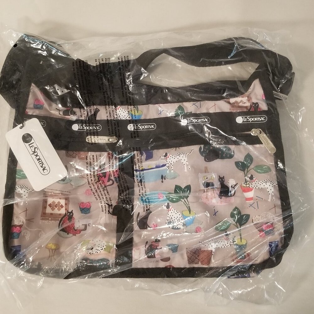 LeSportsac Purse: Deluxe Everyday Bag with Pouch - Crafty Pets - NWT - Rare
